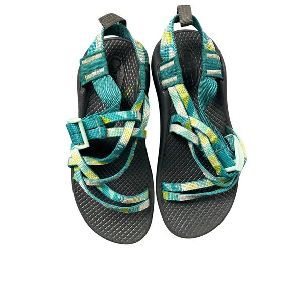 Chaco Kids Sandals Z/1 Ecotread Shoe Teal Blue Green Youth 13 Adjustable Strap - Picture 1 of 7